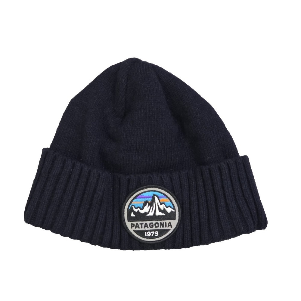 Patagonia Beanie 1973 Logo Patch Cuffed Knit Hat Black STY29206 Winter Cap